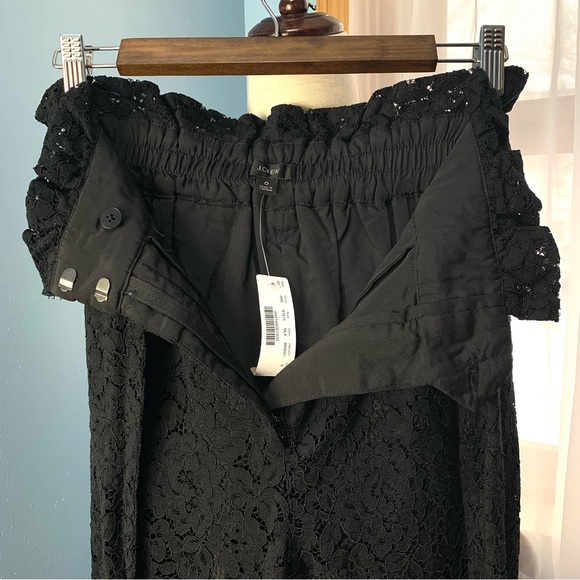 NWT J. Crew Black Lace Paper Bag Taper Pant - Picture 4 of 7